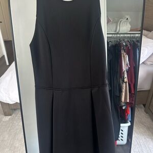Black Pleated A-Line Midi Dress